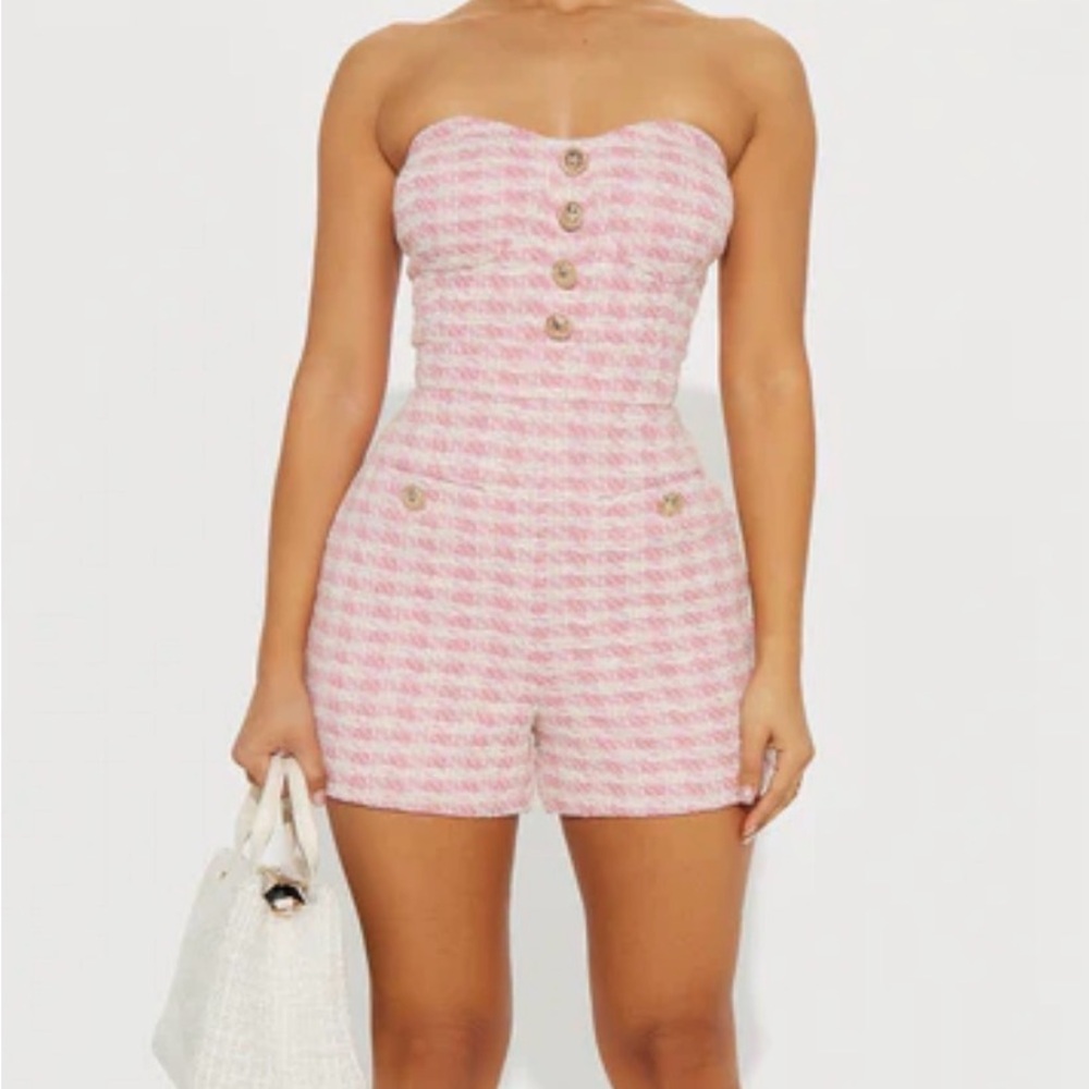 Fashion Nova Pink Strapless Romper